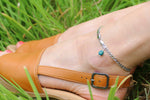 Load image into Gallery viewer, White Gold Plated Chain Anklet With Gemstone
